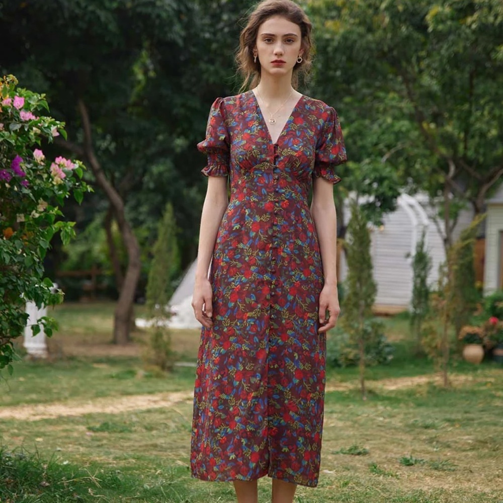 Simple Retro Kora Floral Print Maxi Dress